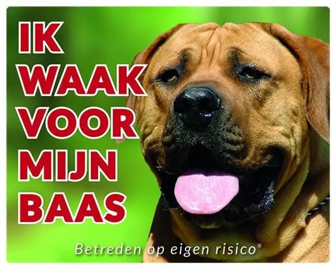 Boerboel Waakbord - Ik waak voor mijn baas