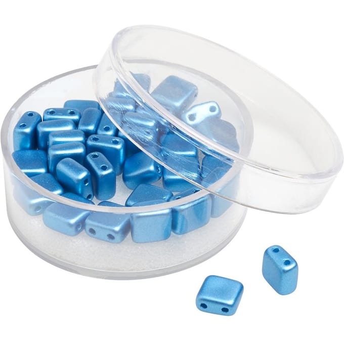 Glaskraal "Vierkant", 35 stuks - Blauw
