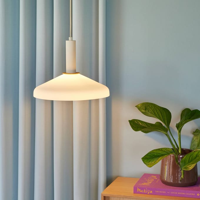 Hübsch Apollo hanglamp, zandkleurig, oranje, ijzer, glas