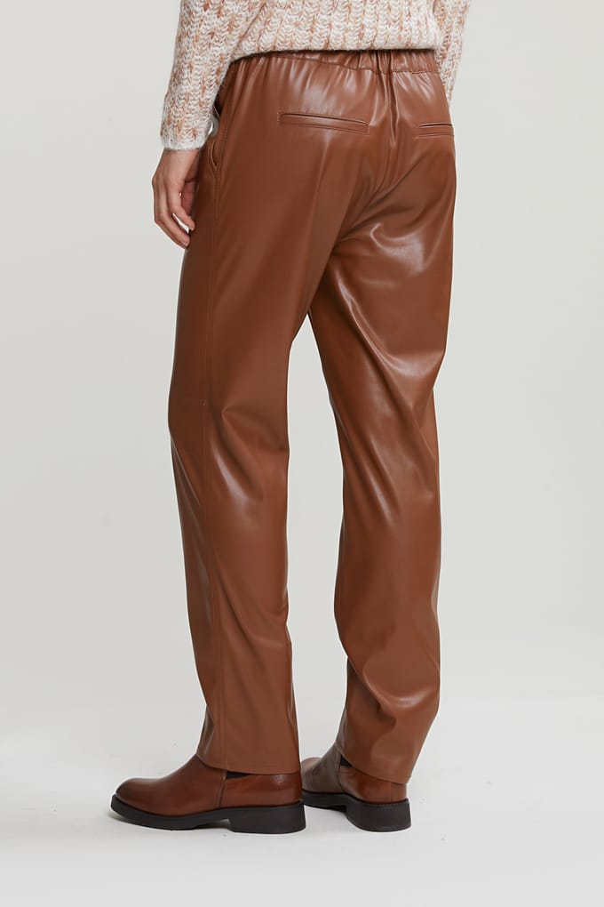 River Woods Brown Vegan Leather Pants Taglia: 40 | Pantaloni di pelle Outlet | Donna