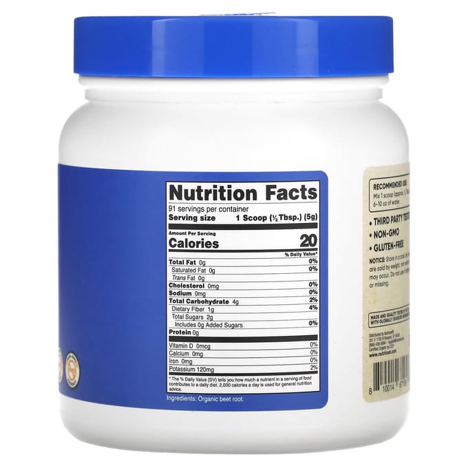 Nutricost, Biologisch Bietenwortelpoeder, Ongezoet, 16 oz (454 gr)