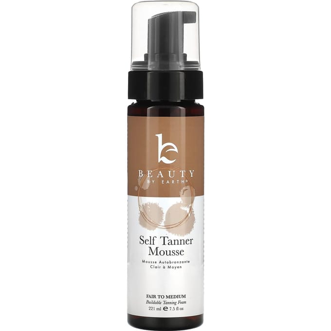 Beauty By Earth, self-tanner mousse, medium to dark, 7.5 fl oz (222 ml) brown