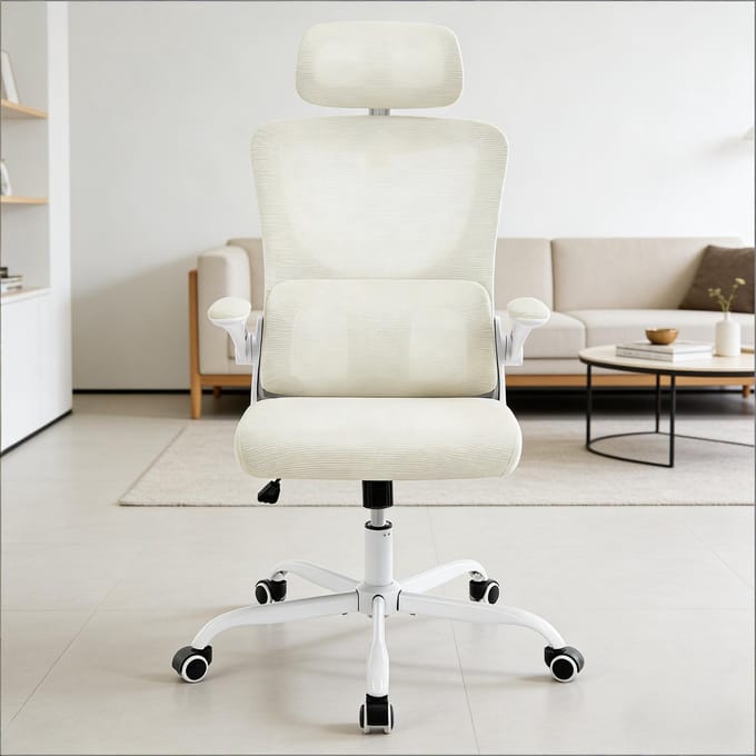 HAUSS SPOLE Bureaustoel - Ergonomisch Net Ontwerp - Voor Kantoor, Werkplek En Vergaderruimte - Beige