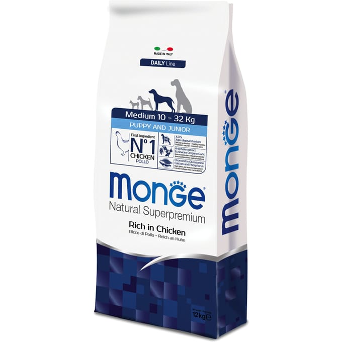 12kg Puppy Junior Medium Monge Superpremi hondenvoer