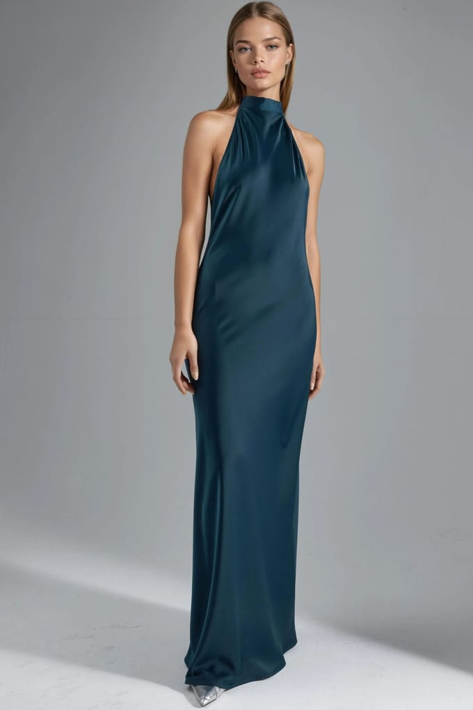 Halterneck Satijnen Maxi Jurk