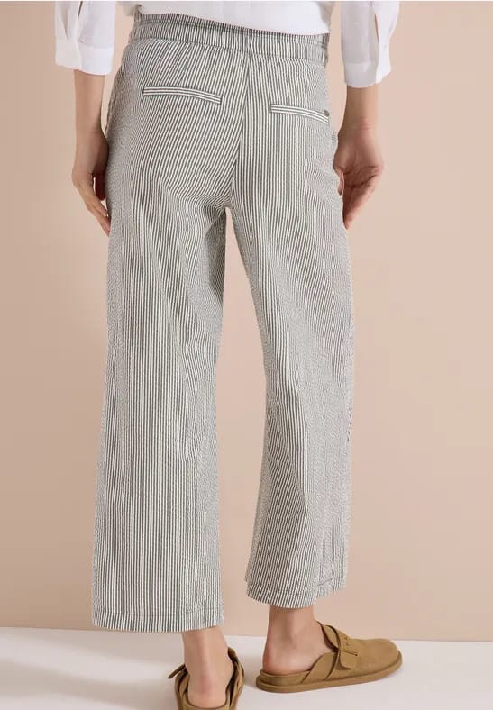 7/8 Wide Legs broek in seersucker kwaliteit