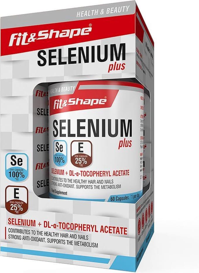 Fit&Shape Selenium Plus (Seleen100 μg) 100%ADH + 25mg Vitamine E als dl-alfa-tocoferol (60capsules)