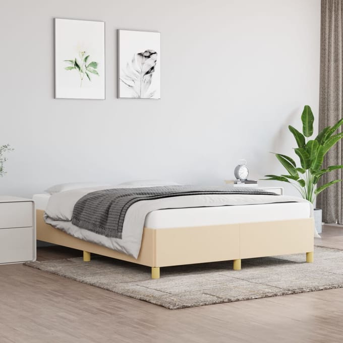 vidaXL - Bedframe - zonder - matras - stof - crèmekleurig - 140x200 - cm