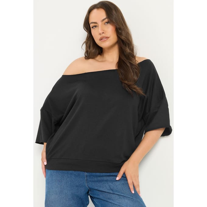 Yours Zwart Sweatshirt Met Blote Schouders Size 42