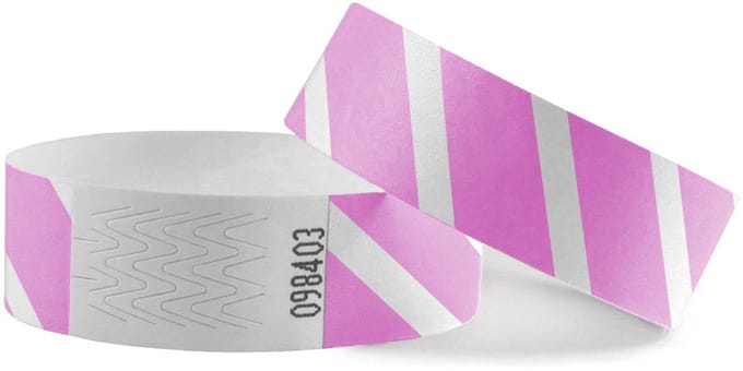 CombiCraft Gestreepte Blanco Tyvek Polsbandjes Roze - 100 stuks