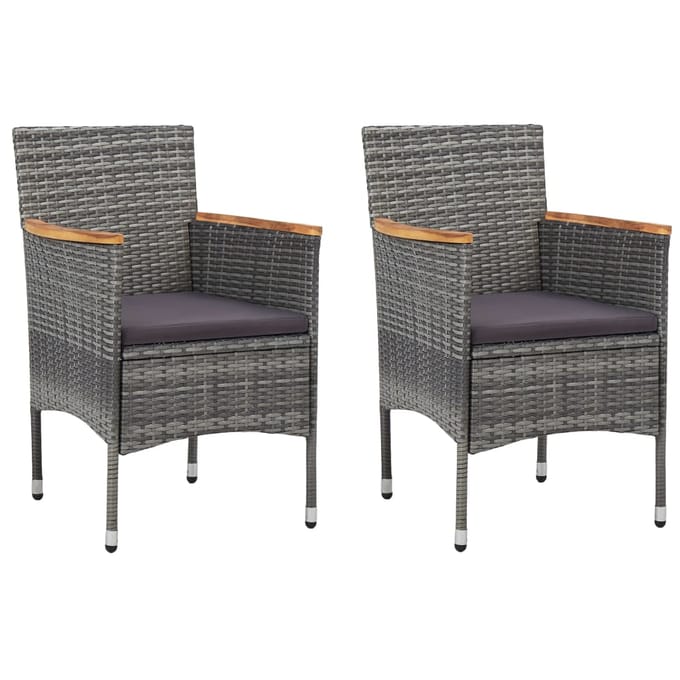vidaXL - Tuinstoelen - 2 - st - poly - rattan - grijs