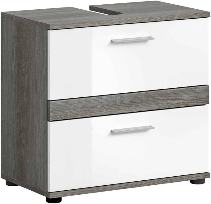 Blake wastafelmeubel wit hoogglans MDF TZ rookzilver NB - 34x60x57cm