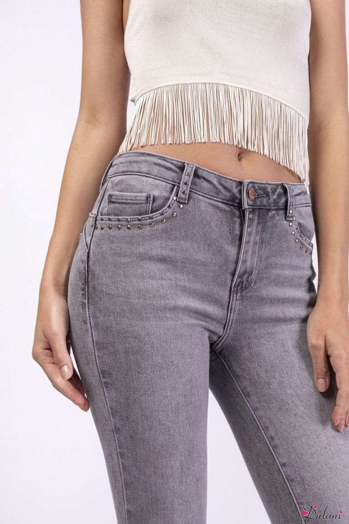 Broek Toxik3 normale taille slim fit studs grijs