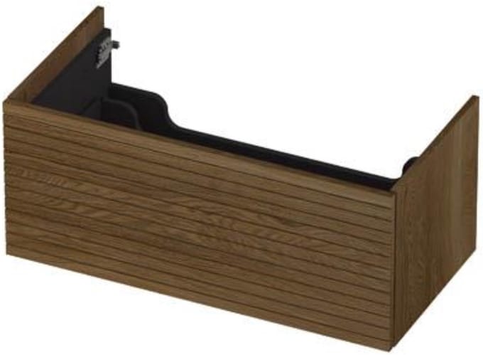 INK - Onderkast 1 Lade Push 2 Open Horizontaal Gefreesd Bestaande Uit - 900x450x376 Mm - Massief Eiken Ash Grey