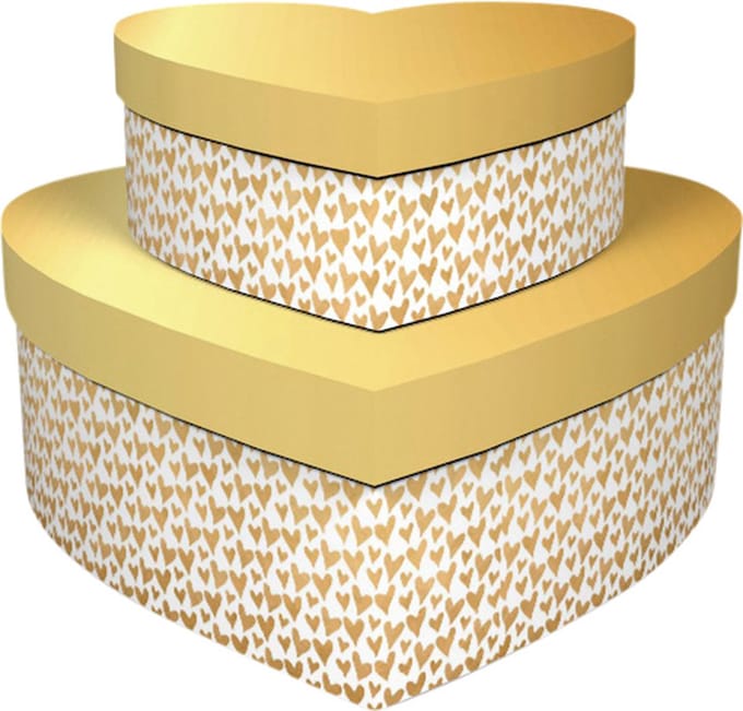 Dekoratief | Set 2 hartdozen 'Mini Hearts Gold', 19x18x8cm | A245999