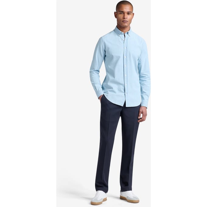 No Label Felix Chambray Denim Cotton Light Indigo Maat: S | Casual Overhemden Outlet | Heren | Blauw