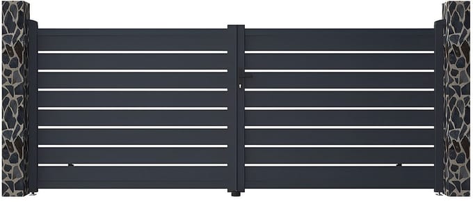 Vente-unique Draaihek van openewerkt aluminium L 397 x H 165 cm antraciet - PRIMO