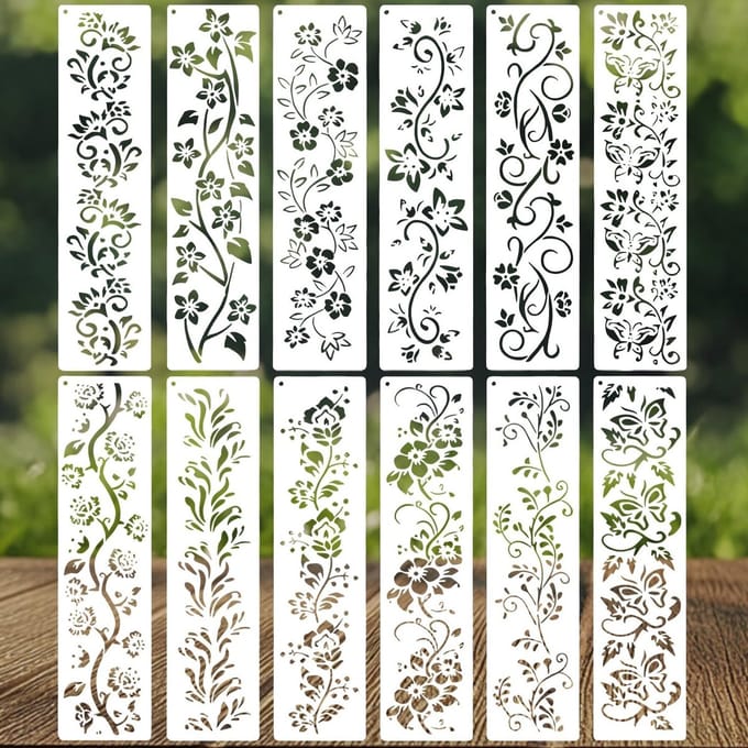 12 Stuks Herbruikbare Sjablonen voor Muurdecoratie, Baksteen, Knutselen en Scrapbooking