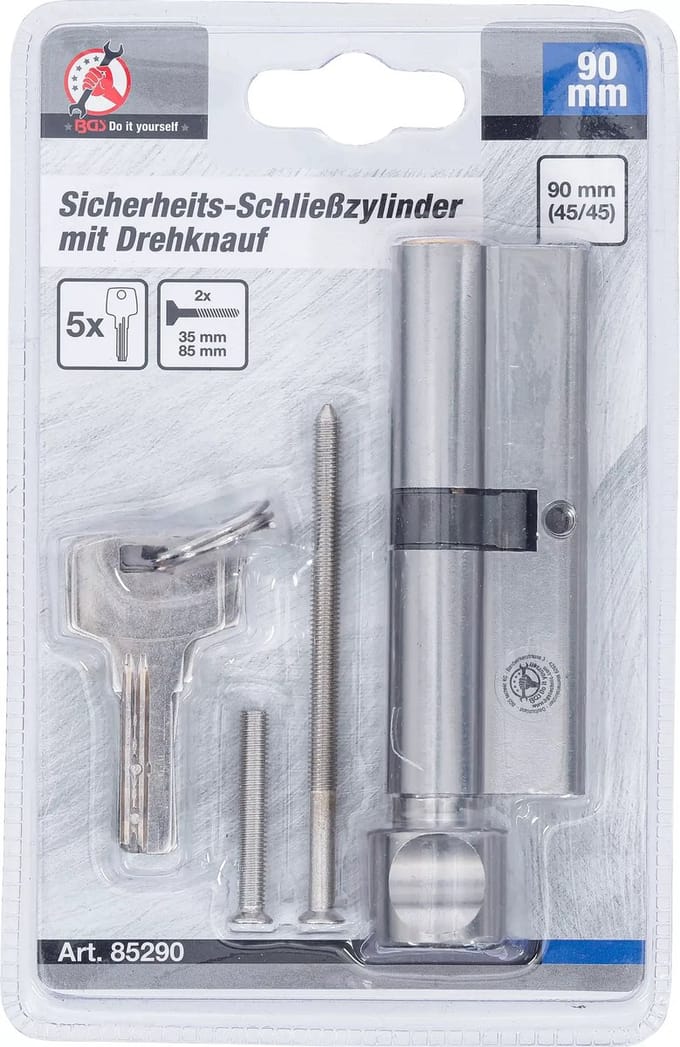 BGS Veiligheids-sluitcilinder - met kop - 45/45 - 90 mm