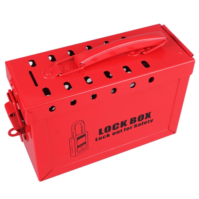 Lockout Tagout Lockbox 12 Gaten Stevige Constructie Schokbestendig Draagbare LOTO Groepsbox red