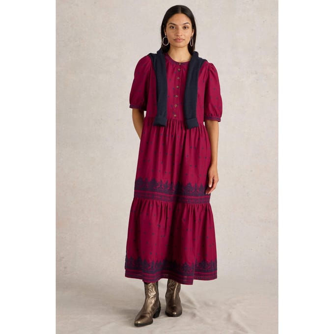 White Stuff Polly Embroidered Dress Red Multi Größe: 8 | Blusenkleider Outlet | Damen | Rot
