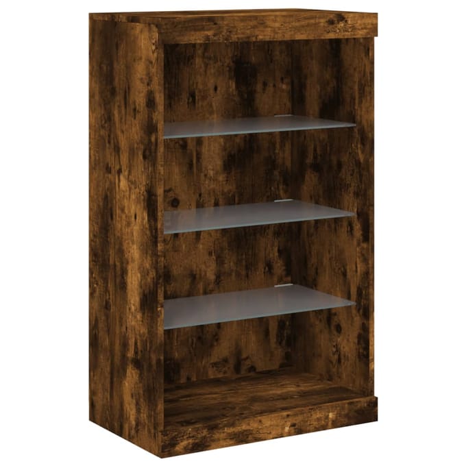 vidaXL - Dressoir - met - LED-verlichting - 60,5x37x100 - cm - gerookt - eikenkleur