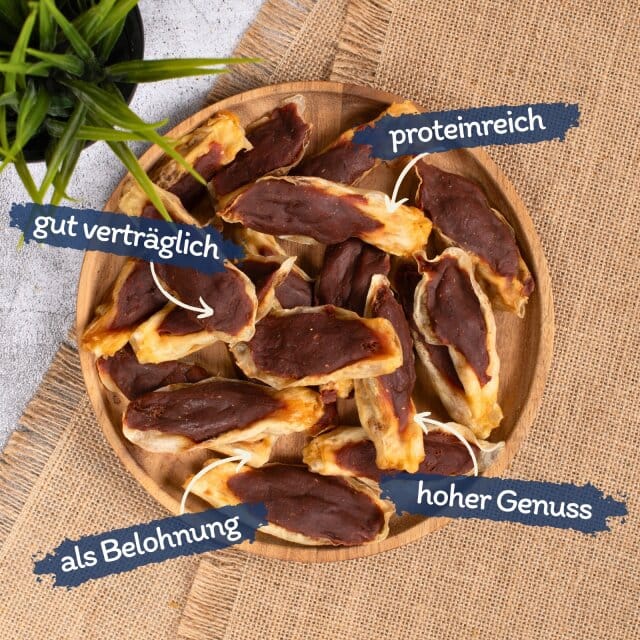 1 kg Lyra Pet® konijnenoren gevuld met eend