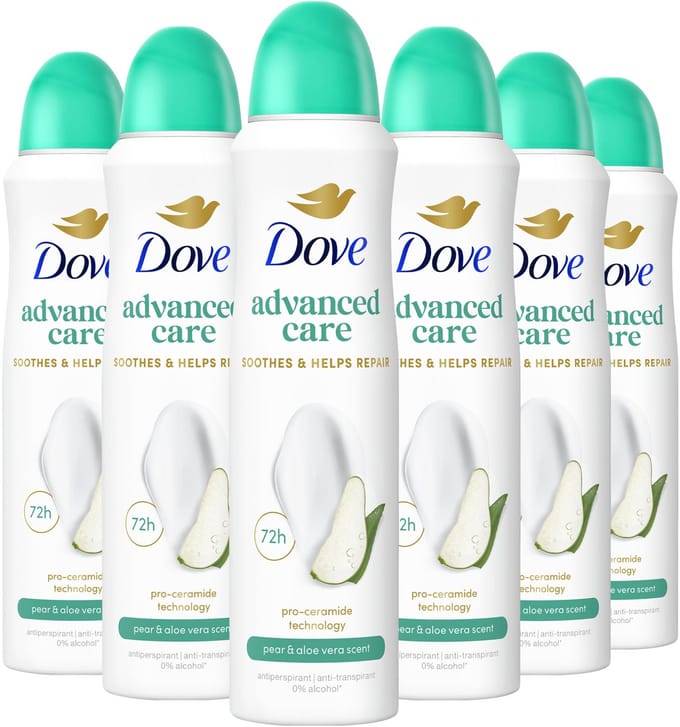 Dove - Anti-Transpirant Deodorant Spray - Advanced Care - Pear & Aloe Vera - 6 x 150 ml