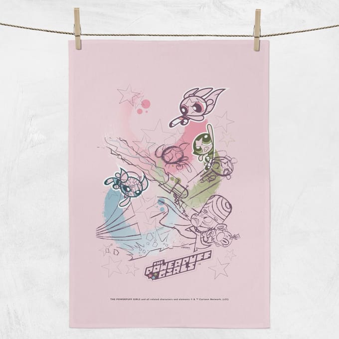 Powerpuff Girls Power Puff Girls Vs Mojo Jojo Tea Towel