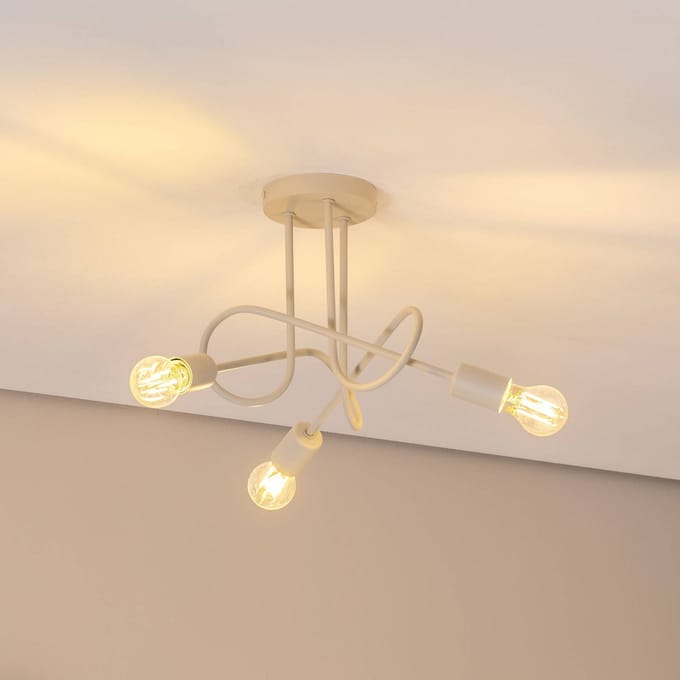 HELAM Oxford plafondlamp, zand, Ø 44 cm, metaal, 3-lamps, E27