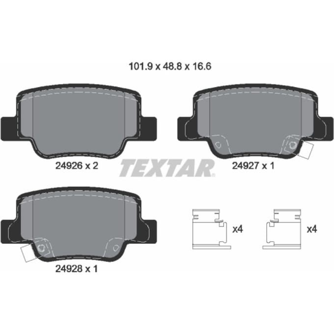 Remblokset TEXTAR 2492601, achter