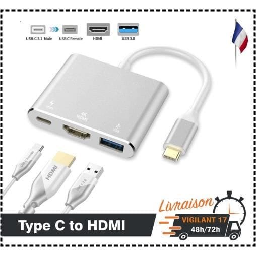 USB 3.0 Type C Adapter USB-C naar HDMI voor Apple Nieuwe Macbook Compatibel met HDMI