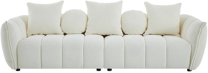 Vente-unique Vierzitsbank in beige getextureerde stof GONOLON