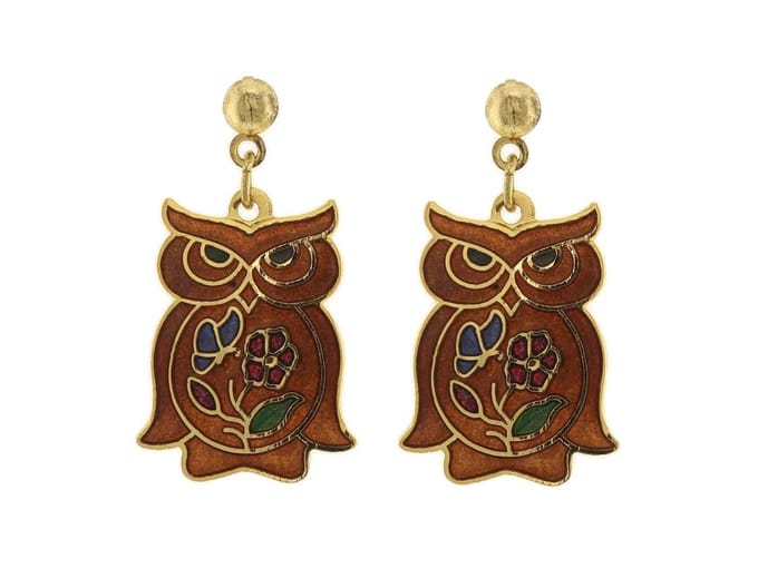 Behave - Oorhangers dames - uilenmotief - bruin - 2,5 cm