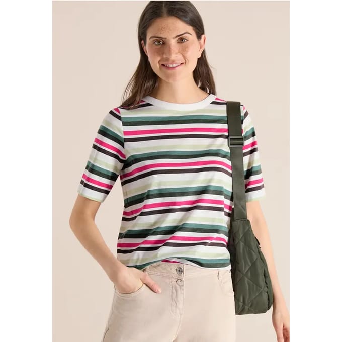 Shirt met korte mouwen en meerkleurige strepen