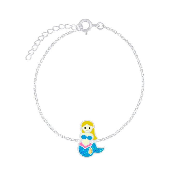 Joy|S - Zilveren zeemeermin armband 14 cm + 3 glitter