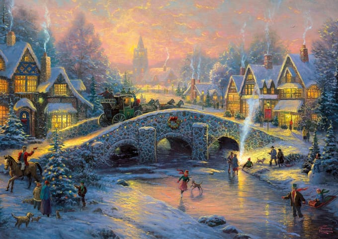 Kinkade Dorp In De Sneeuw