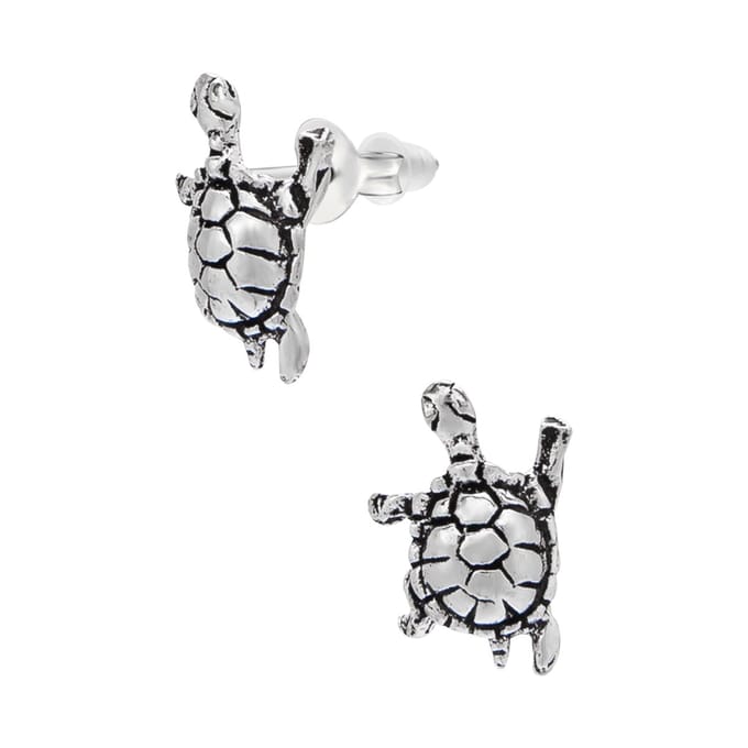 WeLoveSilver kinderoorbellen schildpad - zilver - 6 x 6 mm
