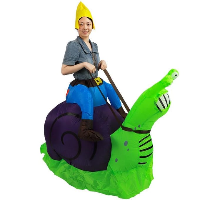 Schattig Groen Slak Opblaaskostuum, Volwassen One size, 150-190cm groen
