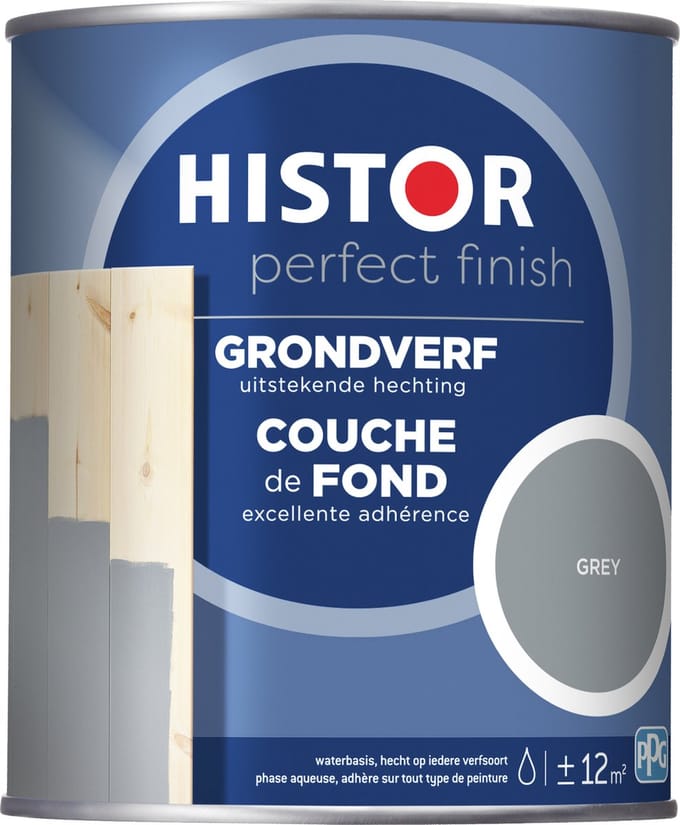 Histor Perfect Finish Grondverf - Uitstekende Hechting - Optimale Dekking - Sneldrogend - 0.75L - Donkergrijs
