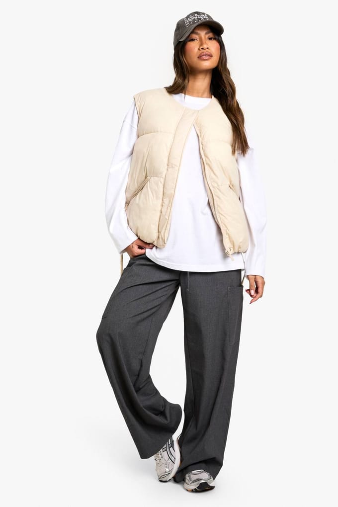 boohoo Dames Bow Detail Gilet | Stone | Maat: 8