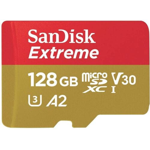 SanDisk Extreme microSDXC-kaart 128 GB Class 10, UHS-I, v30 Video Speed Class Schokbestendig, Waterdicht