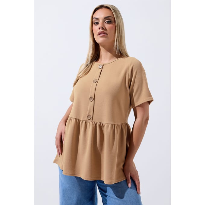 Limited Collection Natuurlijke Bruine Peplum Top Size 42