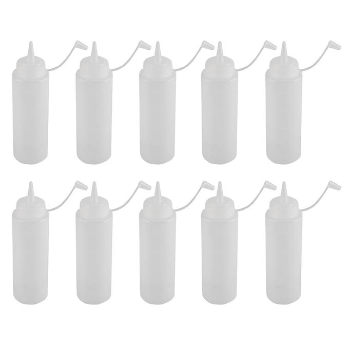 240ml 10 stuks / Set Plastic Condimentdispenser voor Saus Olie Crème Azijn (Wit) wit
