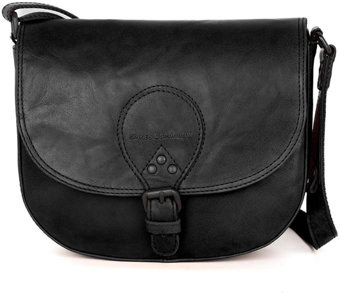 Leren Crossbodytas met klep - Nicolina - Zwart