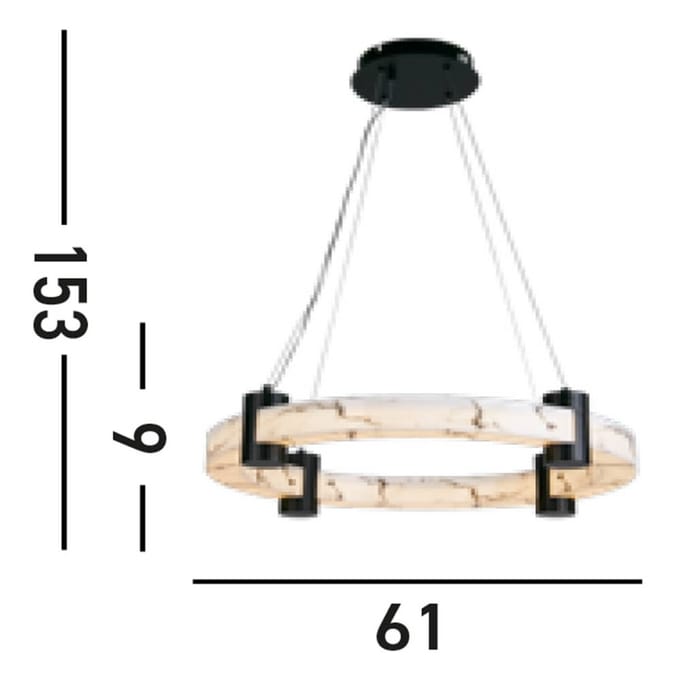 Searchlight Moonbeam LED hanglamp, ring, zwart, wit, metaal