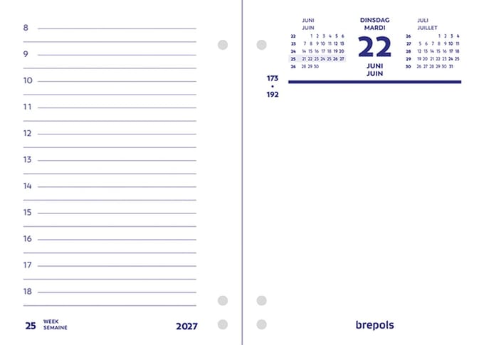 Brepols Dagomlegblok 2027 - 1 dag per 2 pagina's - Losbladig - 8,4 x 12 cm