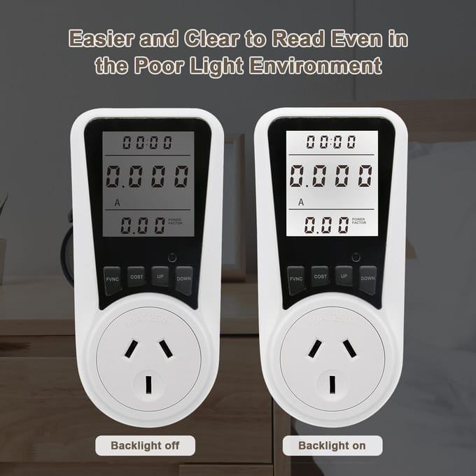 LCD-scherm Elektriciteitsverbruik Vermogensmeter Socket Energie Watt Spanning Ampère Tester Wattage kWh UK-2 with backlight