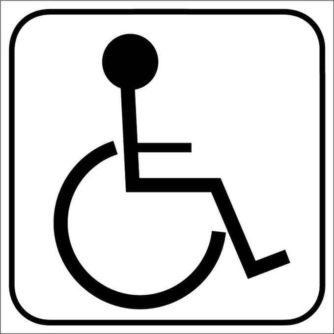 Rolstoel sticker, wit 100 x 100 mm