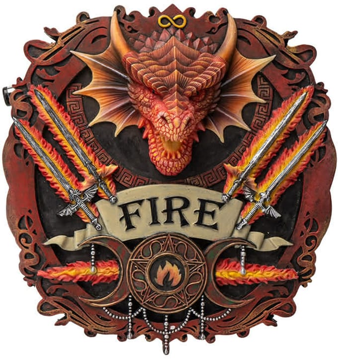 Wall Plaque - Fire Dragon Elemental Magic - 28cm - (AS) Anne Stokes